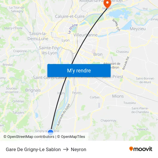 Gare De Grigny-Le Sablon to Neyron map