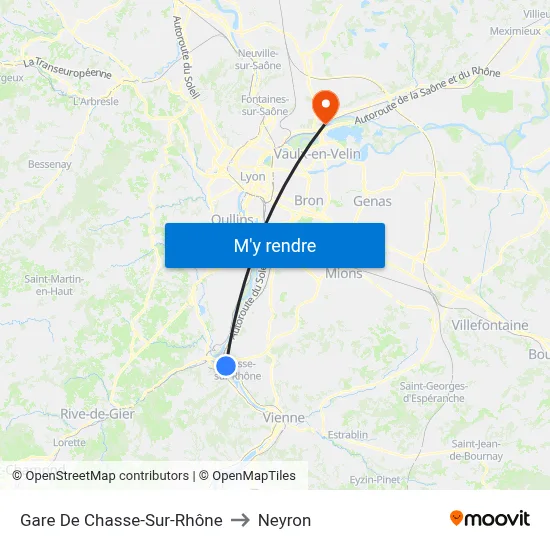 Gare De Chasse-Sur-Rhône to Neyron map