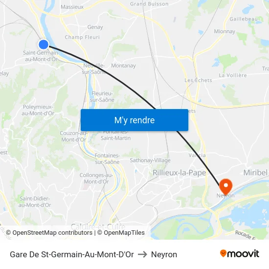 Gare De St-Germain-Au-Mont-D'Or to Neyron map
