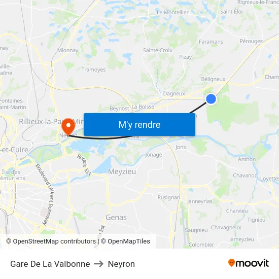 Gare De La Valbonne to Neyron map