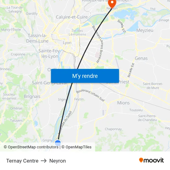 Ternay Centre to Neyron map