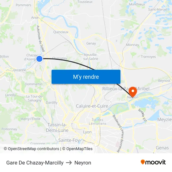 Gare De Chazay-Marcilly to Neyron map