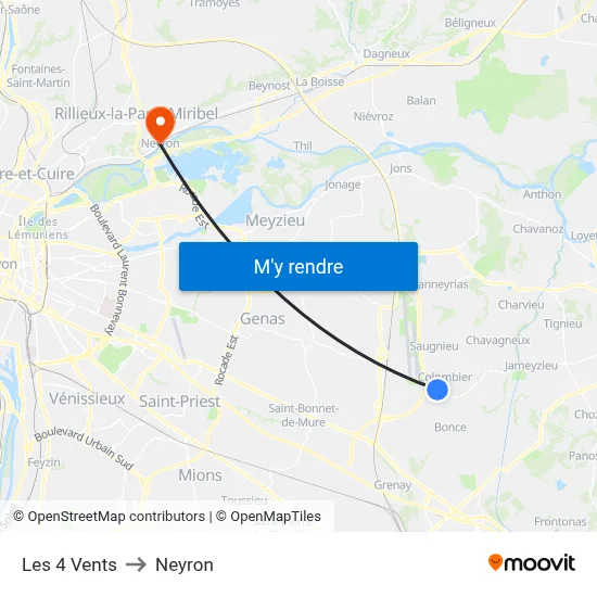 Les 4 Vents to Neyron map