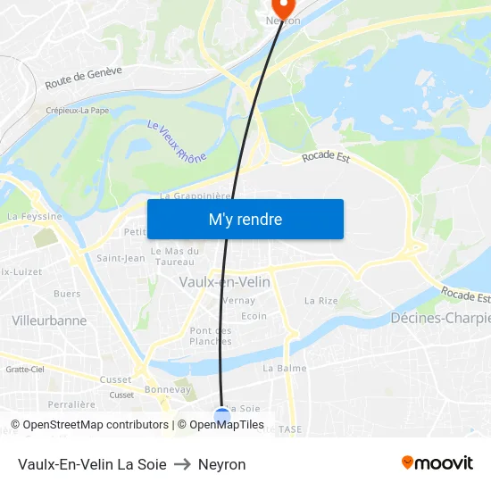 Vaulx-En-Velin La Soie to Neyron map