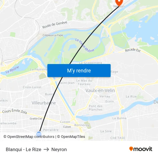 Blanqui - Le Rize to Neyron map