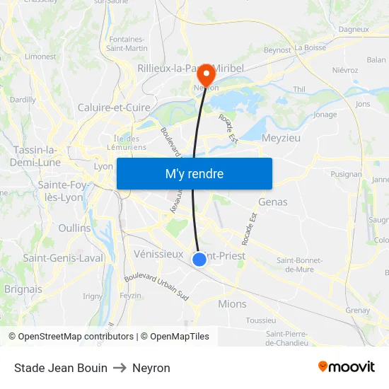 Stade Jean Bouin to Neyron map