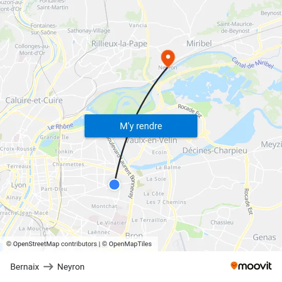 Bernaix to Neyron map