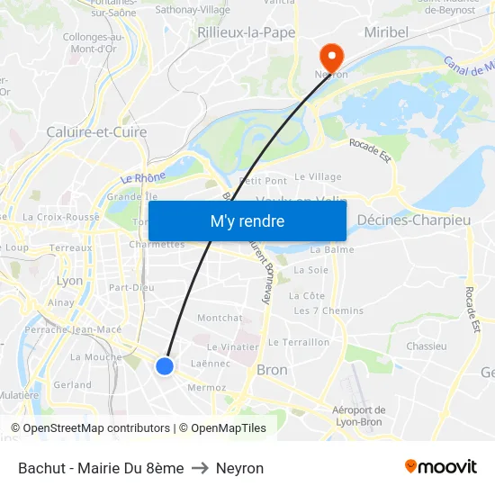 Bachut - Mairie Du 8ème to Neyron map