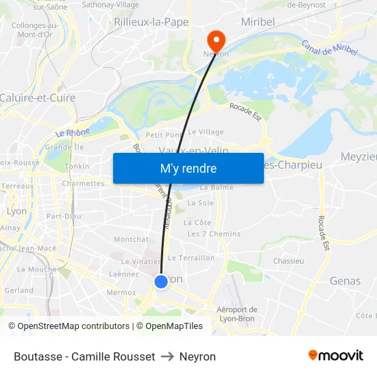 Boutasse - Camille Rousset to Neyron map