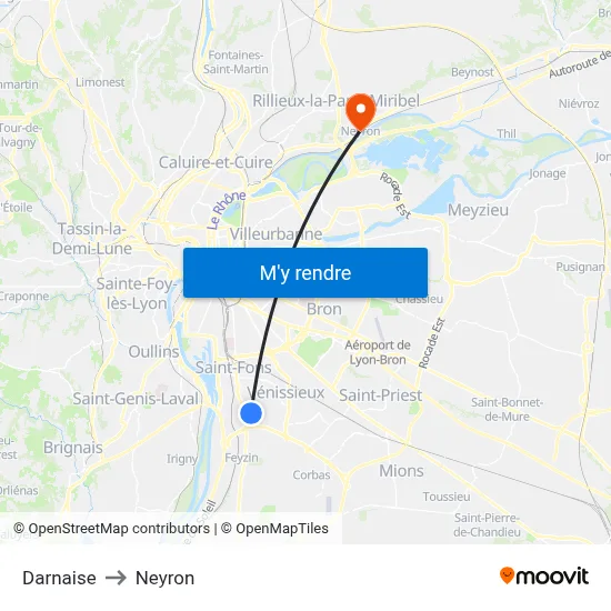 Darnaise to Neyron map