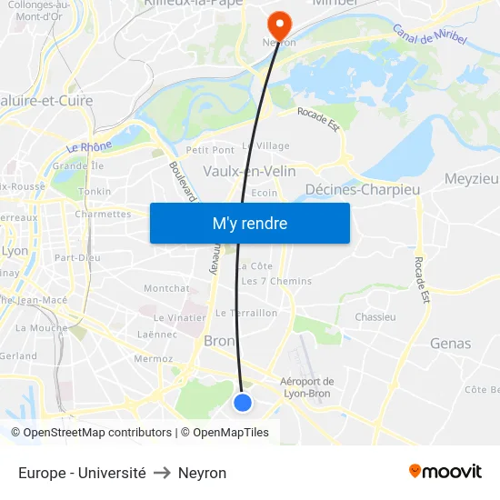 Europe - Université to Neyron map