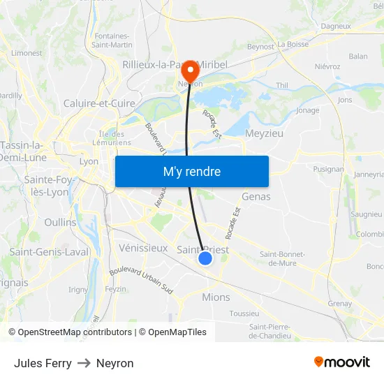 Jules Ferry to Neyron map