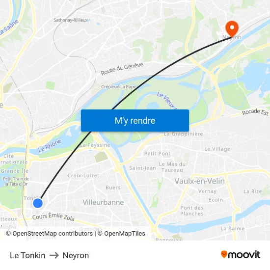 Le Tonkin to Neyron map