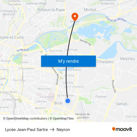 Lycée Jean-Paul Sartre to Neyron map