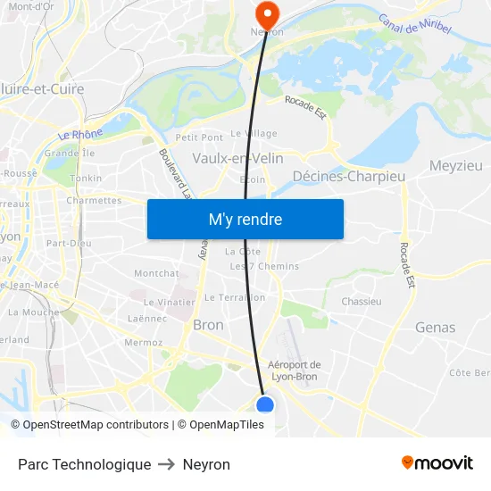 Parc Technologique to Neyron map