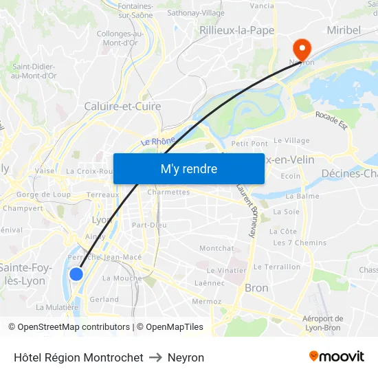Hôtel Région Montrochet to Neyron map