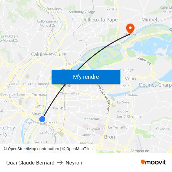 Quai Claude Bernard to Neyron map