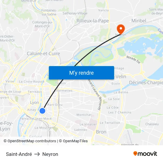 Saint-André to Neyron map