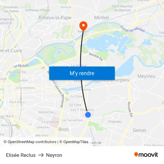 Elisée Reclus to Neyron map