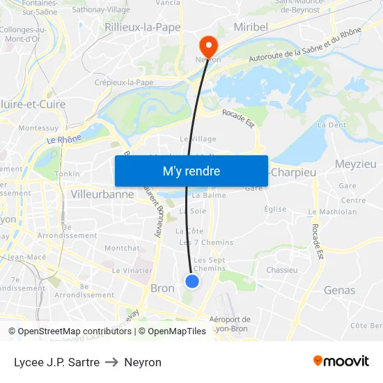 Lycee J.P. Sartre to Neyron map