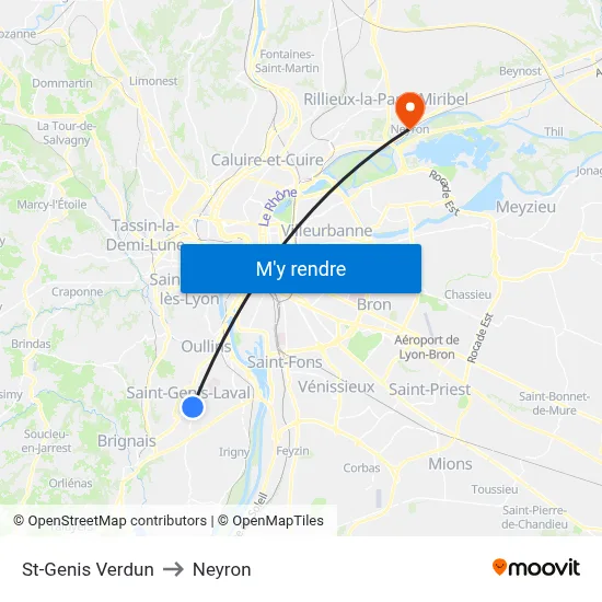 St-Genis Verdun to Neyron map