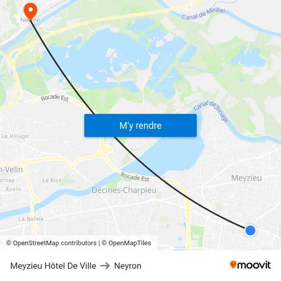 Meyzieu Hôtel De Ville to Neyron map