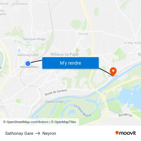 Sathonay Gare to Neyron map