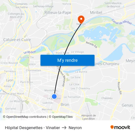 Hôpital Desgenettes - Vinatier to Neyron map