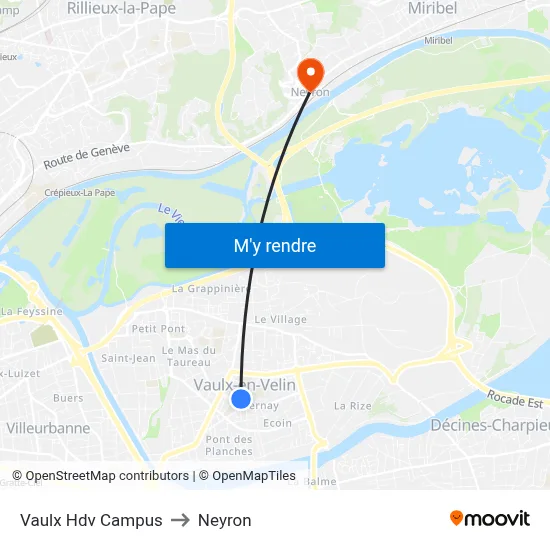 Vaulx Hdv Campus to Neyron map