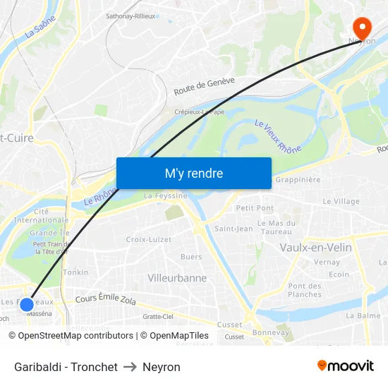 Garibaldi - Tronchet to Neyron map