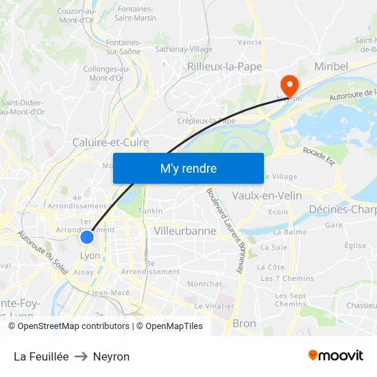 La Feuillée to Neyron map