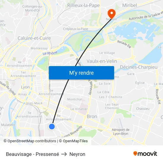 Beauvisage - Pressensé to Neyron map