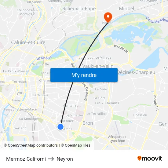 Mermoz Californi to Neyron map