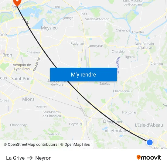 La Grive to Neyron map