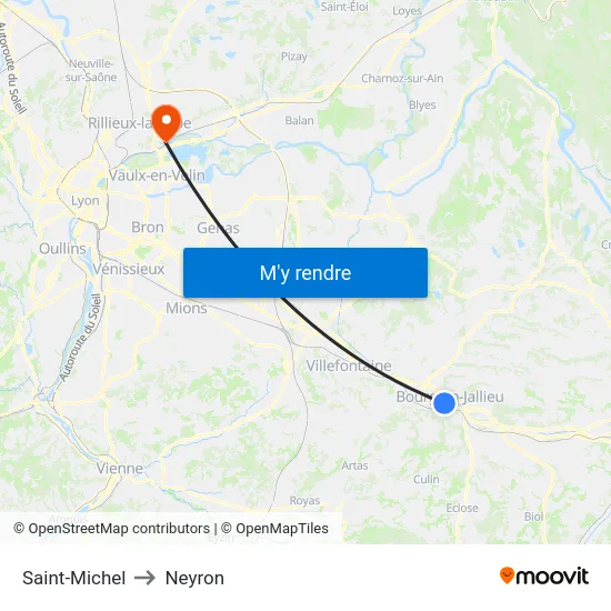 Saint-Michel to Neyron map