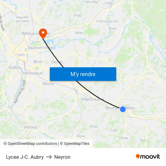 Lycee J-C. Aubry to Neyron map