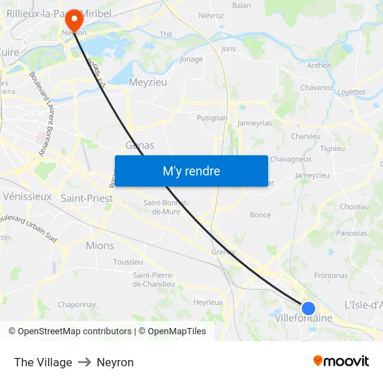 The Village to Neyron map