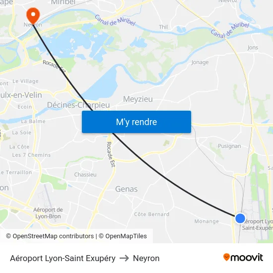 Aéroport Lyon-Saint Exupéry to Neyron map
