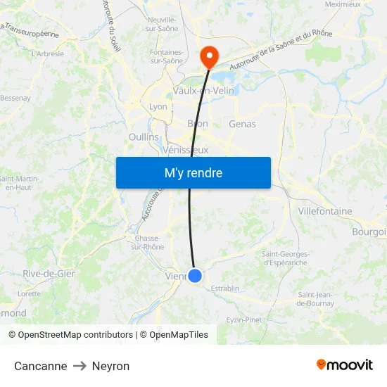 Cancanne to Neyron map