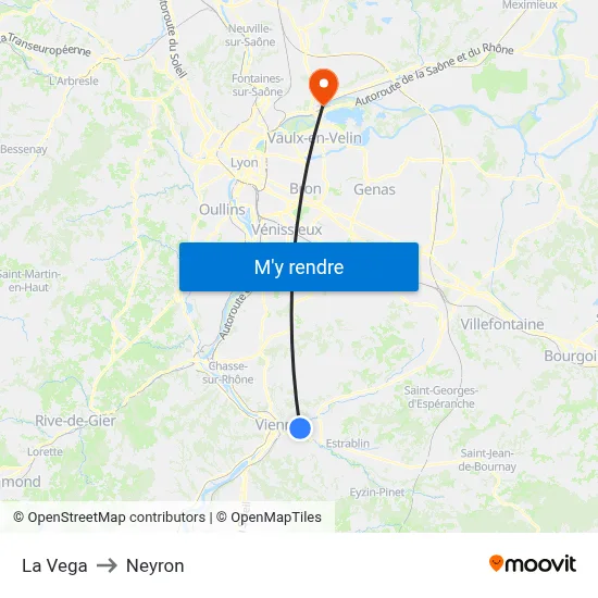La Vega to Neyron map
