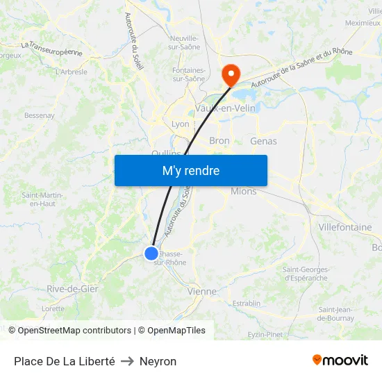 Place De La Liberté to Neyron map