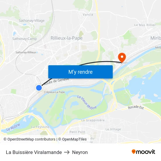 La Buissière Viralamande to Neyron map