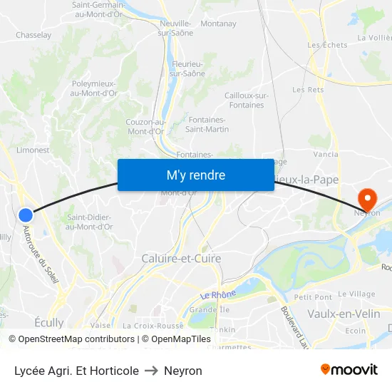 Lycée Agri. Et Horticole to Neyron map