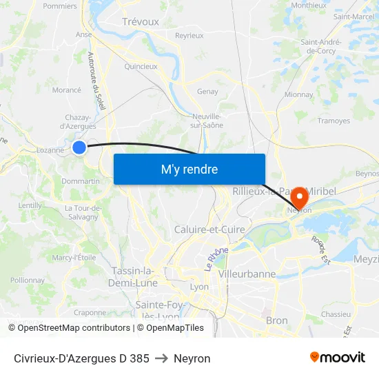 Civrieux-D'Azergues D 385 to Neyron map