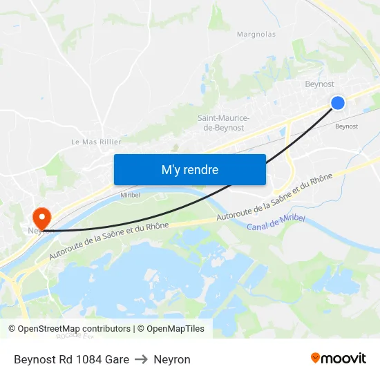 Beynost Rd 1084 Gare to Neyron map