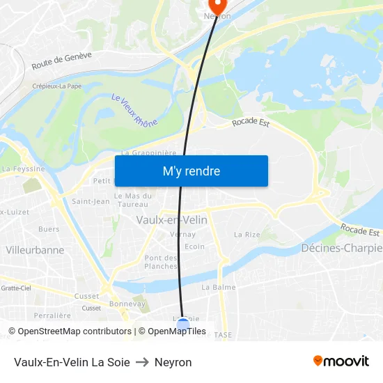 Vaulx-En-Velin La Soie to Neyron map