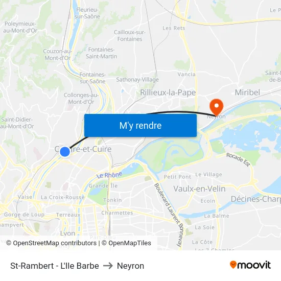 St-Rambert - L'Ile Barbe to Neyron map