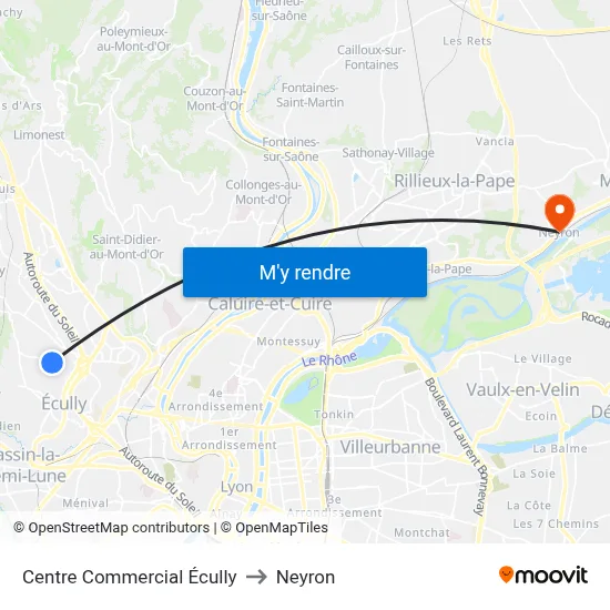 Centre Commercial Écully to Neyron map