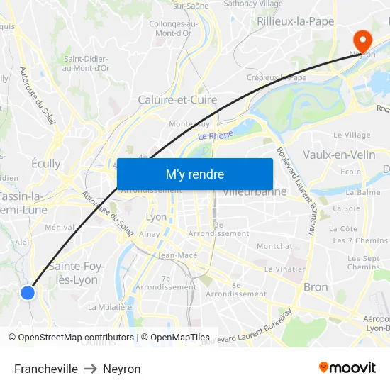 Francheville to Neyron map