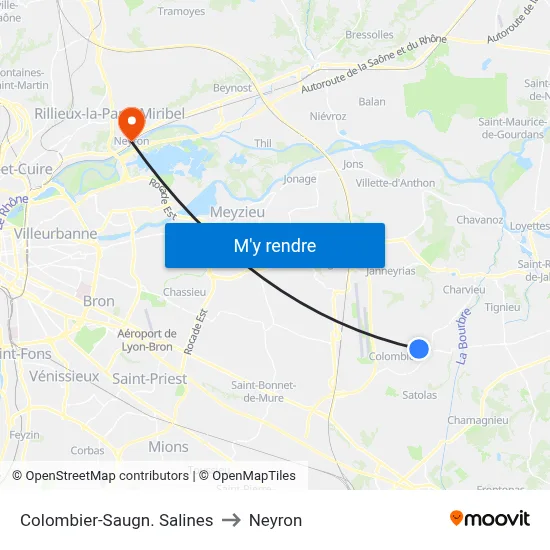 Colombier-Saugn. Salines to Neyron map